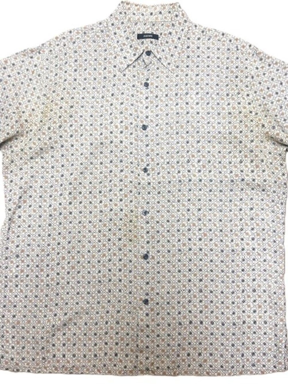 Alfani Mens Shirt Large 100% Silk Multicolor Button Down Short Sleeves Collared